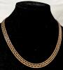3 Vintage Necklaces With Fold Over Box Clasps: 2&times; Brick Road-Style Flat Necklaces 16" & Reversible Mesh Collar Necklace 0.8" Wide &times; 17" Long - 2