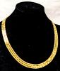3 Vintage Necklaces With Fold Over Box Clasps: 2&times; Brick Road-Style Flat Necklaces 16" & Reversible Mesh Collar Necklace 0.8" Wide &times; 17" Long - 3