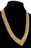 3 Vintage Necklaces With Fold Over Box Clasps: 2&times; Brick Road-Style Flat Necklaces 16" & Reversible Mesh Collar Necklace 0.8" Wide &times; 17" Long - 4