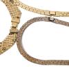 3 Vintage Necklaces With Fold Over Box Clasps: 2&times; Brick Road-Style Flat Necklaces 16" & Reversible Mesh Collar Necklace 0.8" Wide &times; 17" Long - 7