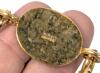 Signed Vintage BUTLER Amber Art Glass Bracelet With Toggle Clasp, Art Deco Styling With Bezel-Set Faceted Topaz + Clear Rhinestones in Open Rectangular, Round Open Links Between, 9" Long - 3