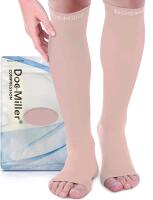 New Doc Miller Open Toe Compression Socks 8-15 mmHg , Size Medium - Calf Size 11.5 - 13.5