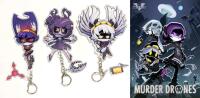 As-New MURDER DRONES YouTube Glitch Productions Large Acrylic Hang Tail Character Keychains : CYN, J & Doll, 7" Long
