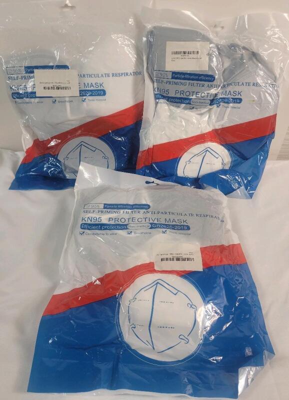 Ninety (90) New KN95 5-Layer Protective Masks . Three (3) Sealed Packs , 30 Per Pack