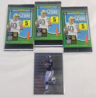 2025 Panini Score NFL Football Sealed Trading Card Wax Packs &times;3 & 1999 Bowmans Best NFL Football Daunte Culpepper Rookie Card #107