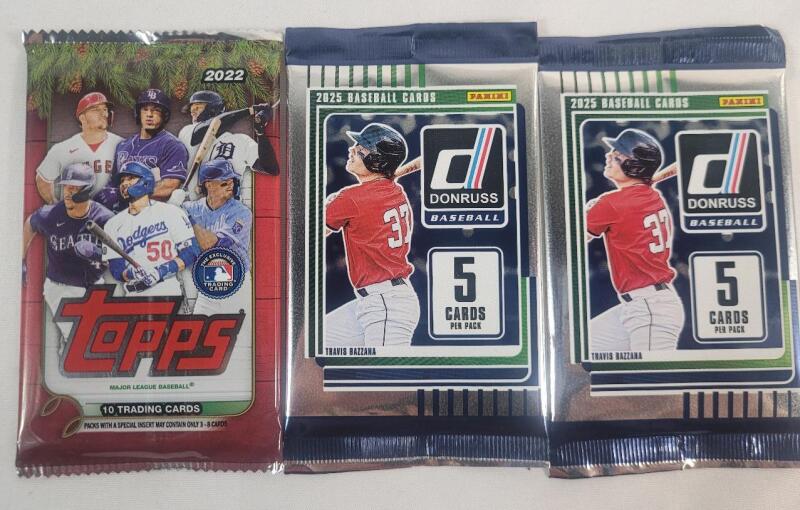 2022 Topps MLB Baseball Sealed Trading Card Wax Pack &times;1 & 2025 Panini Donruss MLB Baseball Sealed Trading Card Wax Packs &times;2