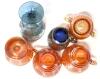 6pcs Vintage Carnival Glass Unsigned : Indiana Glass Co Harvest Grape Creamer, Northwood Cup, Federal Glass Co, Paneled Peach Trophy-Handled Sugar Dish, Up To 4.25" Tall, Some Fleabites Fekt, No Chips or Cracks - 4