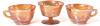 6pcs Vintage Carnival Glass Unsigned : Indiana Glass Co Harvest Grape Creamer, Northwood Cup, Federal Glass Co, Paneled Peach Trophy-Handled Sugar Dish, Up To 4.25" Tall, Some Fleabites Fekt, No Chips or Cracks - 5