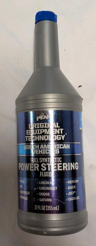 New Peak Full Synthetic Power Steering Fluid. 355 ml. Cap broken, seal intact