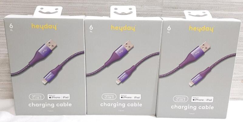 3 New Heyday 6ft Lightning to USB-A Charging Cables