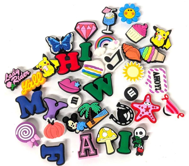 26 New Silicone Croc-Style Shoe Charms, Letters, Numbers, Flowers, Characters, Snacks + More