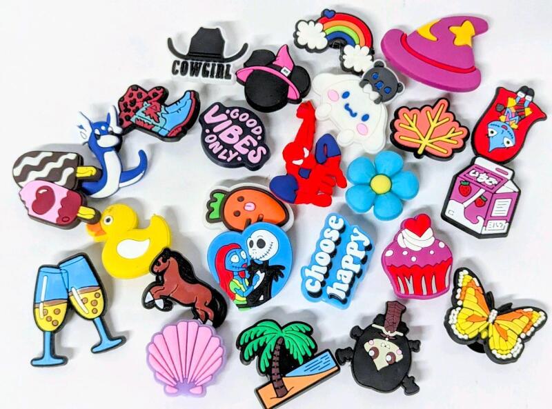 25 New Silicone Croc-Style Shoe Charms, Vibes, Flowers, Characters, Snacks + More