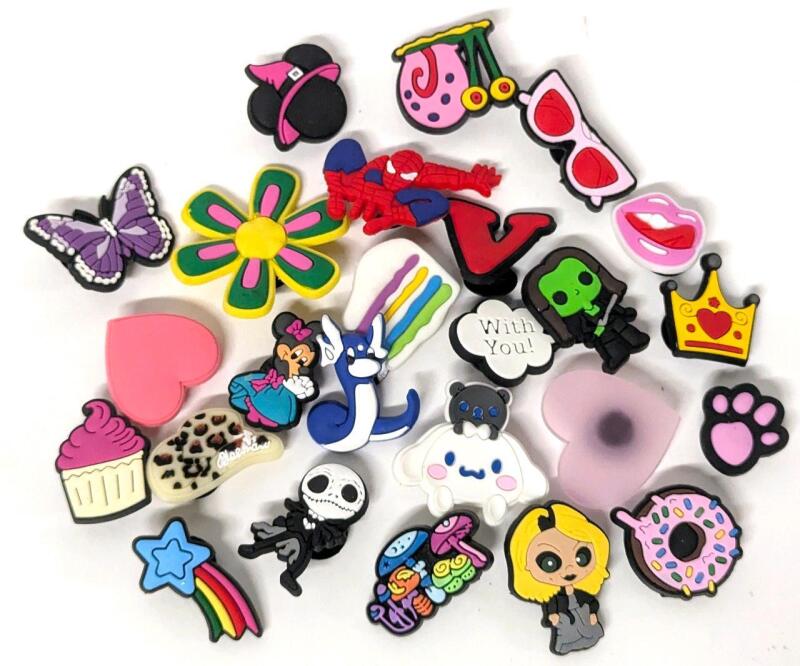 25 New Silicone Croc-Style Shoe Charms, Flowers, Characters, Snacks + More
