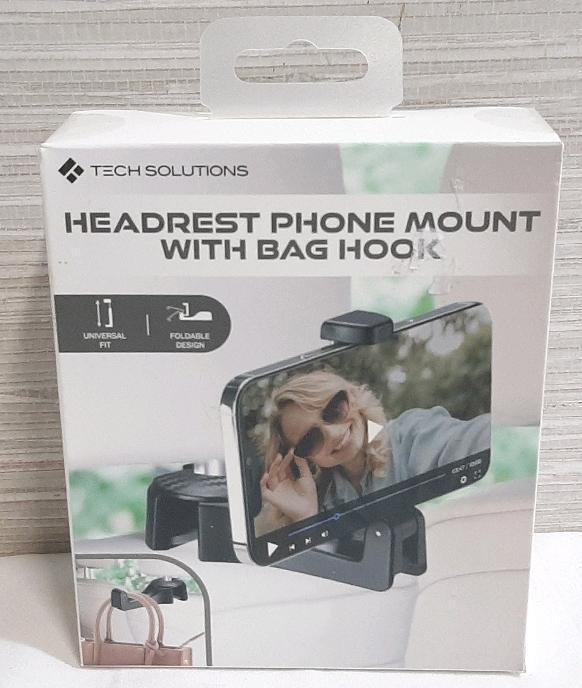 New Headrest Phone Mount w/ Bag Hook