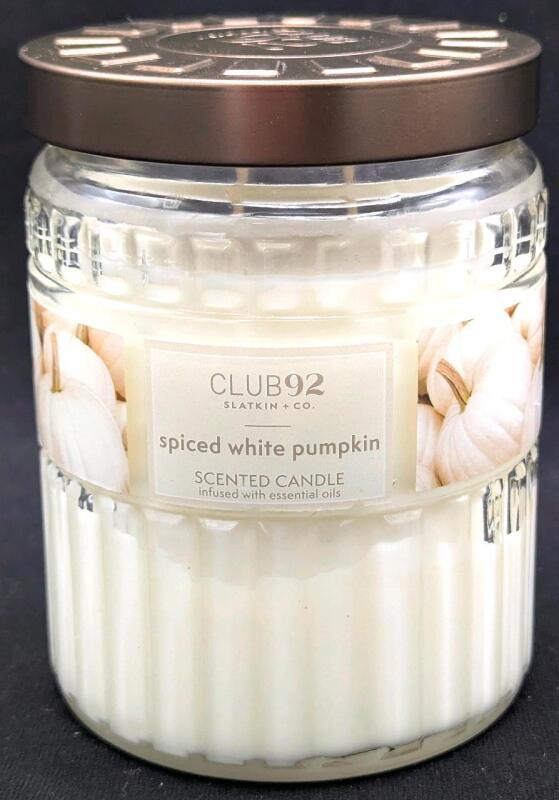 New Club92 SPICED WHITE PUMPKIN 510g Scented Candle in Glass Vessel With Lid (Smells SO GOOD, Like Marshmallow Fluff & Pumpkin)