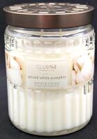 New Club92 SPICED WHITE PUMPKIN 510g Scented Candle in Glass Vessel With Lid (Smells SO GOOD, Like Marshmallow Fluff & Pumpkin)