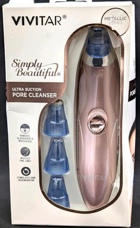 New Vivitar Simply Beautiful Ultra Suction Pore Cleanser, Removes Blackheads & Whiteheads, Reduces Fine Lines, Stimulates Regeneration - Uses 2 AA Batteries (Not Included)