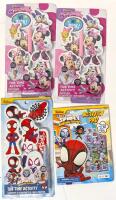 3 New TUB TIME Activity Sets : Disney Minnie Mouse & Spidey And His Amazing Friends+ Spidey Activity Pad With Over 30 Puffy Stickers