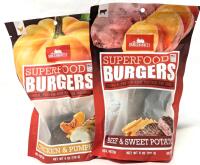 2 New Bags Doggy Superfood Burgers : Beef & Sweet Potato / Chicken & Pumpkin, Tender Protein-Rich Patties For Dogs, 170g Each, Best By March 20 2026