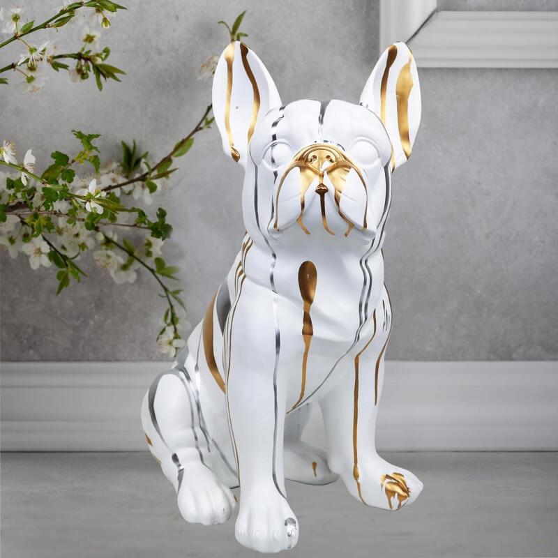 New Tolatr Bulldog Statue French Dog Sculpture Animals Home Decor Resin Figurine Accent for Bedroom Book Shelf Decorations Gifts for Animal Lovers (19.6Inch)