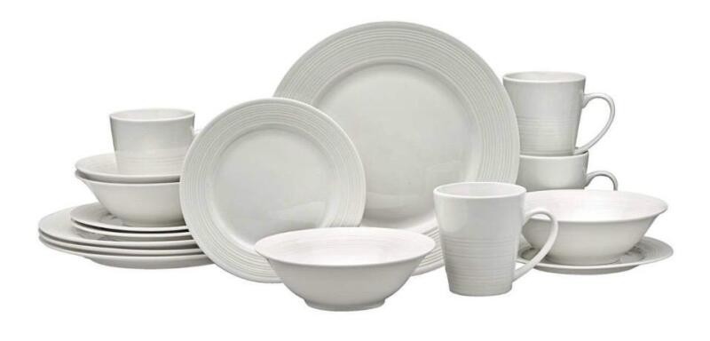 New CANVAS Caleb Porcelain Dinnerware Set, White, Serves 8, 32-piece - Retails for $124.99