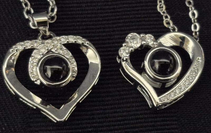 2 New Heart Pendant Necklaces 18" Long