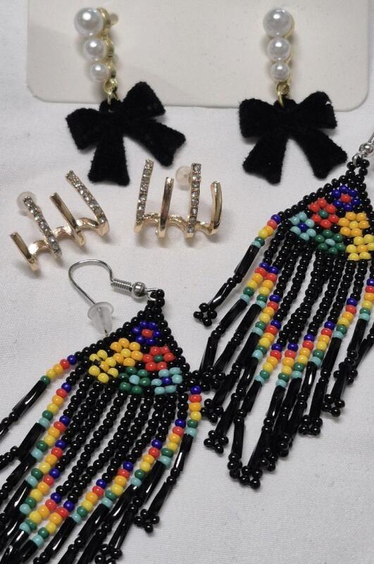 3 New Pierced Earrings - Beaded