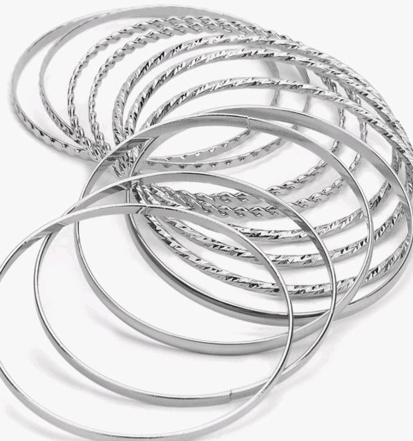 12 New Metal Boho Bangle Bracelets