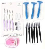 New Vivitar Dermaplaning Exfoliation Tool 4-Pack, 3&times; Single Blade Razors, 6&times; Microblade Eyebrow / Bikini Razors & 4-Blade Body Razor in Case