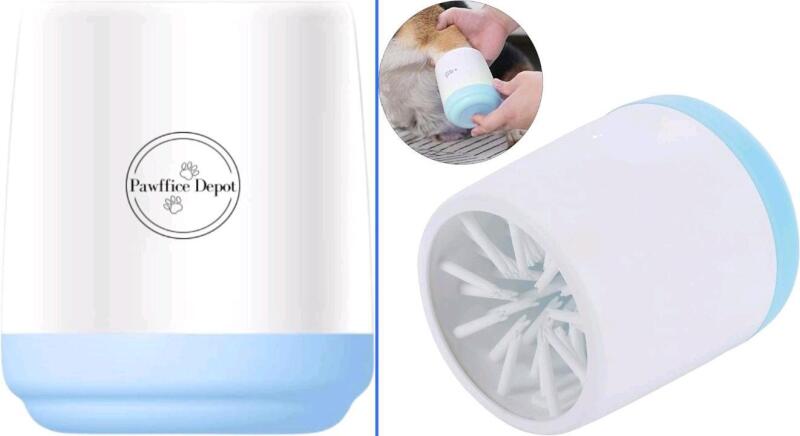 New Pawffice Depot Portable Dog/Cat Paw Washer/ Paw Cleaner, Portable Pet Foot Washer Cup, Grooming Brush for Small Muddy Paws Small Blue