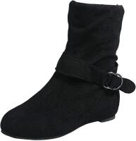 New Size 42 Women's Lightweight Corduroy Spring/Fall Flat Buckle Ankle Boots With Side Zipper