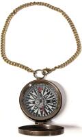 New Retro Antique-Finish Flip-Top 1.75" Diameter Pocket Compass on 11" Long Chain