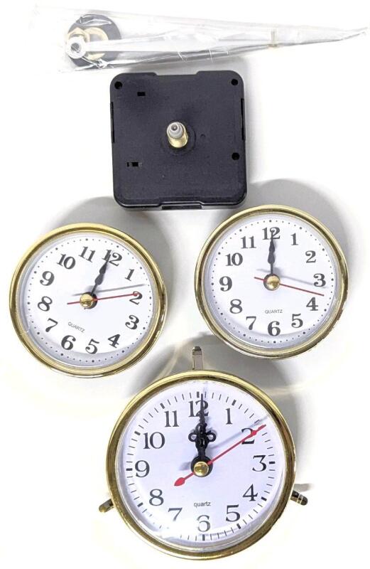 3 New Clock Faces + New Clock Hands & Motor For Crafting, 2.5" - 3" Diameter, Batteries Not Included