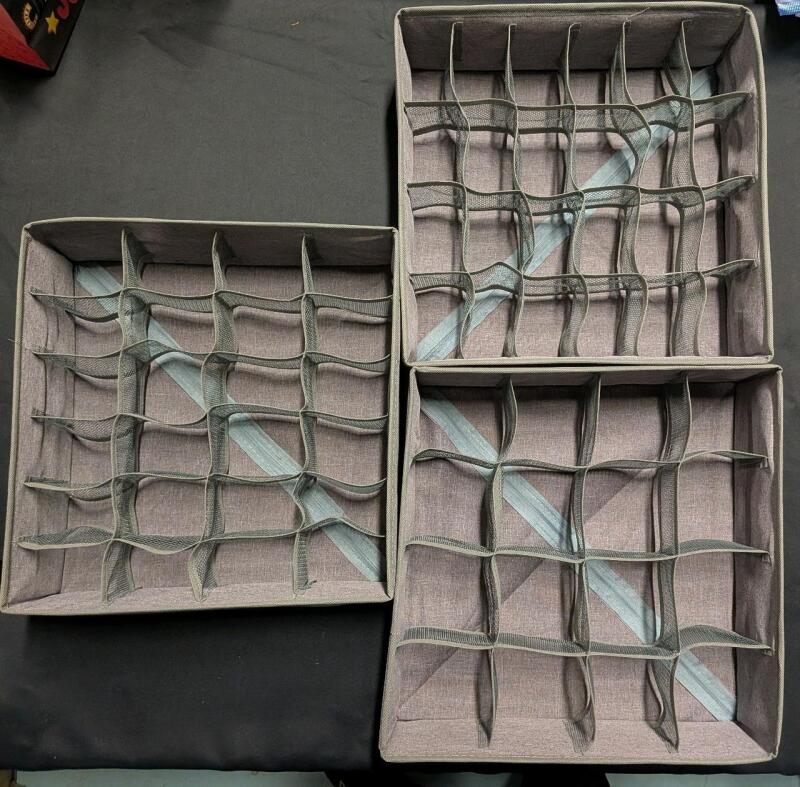 3 New Sock and Underwear Storage Trays. 12" by 12"