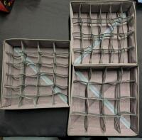 3 New Sock and Underwear Storage Trays. 12" by 12"