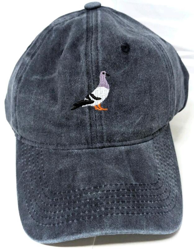 New O/S Adult Embroidered Pigeon Denim Ball Cap, For Fans Of Our Feral Feathered Friends!