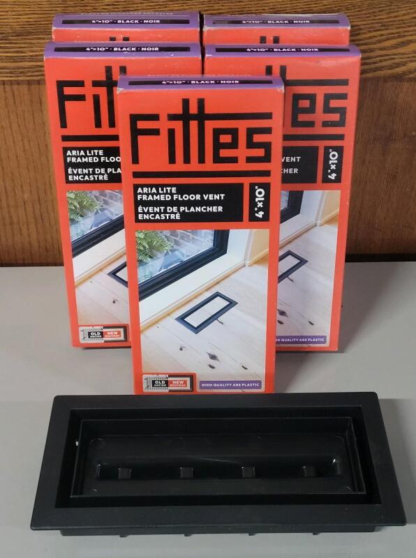 Five (5) New 4"&times;10" Framed Floor Vents .