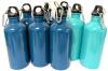 8 New Metal Water Bottles With Carabineer Clips, 8.75" Tall Each