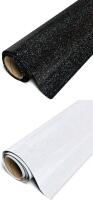 2 New Siser GLITTER HTV Heat Transer Vinyl Rolls : White & Black Glitter, 11.8" &times; 36"