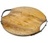 New GODINGER GATHERINGS Round Wood Handled Serving Tray # 12602, 13.5" &times; 13.5"