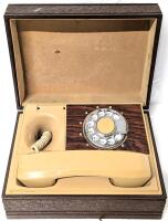 MCM Vintage Northern Telecom Hideaway Rotary Home Telephone In Ornate Wooden Box. Unable To Test, 5" Tall