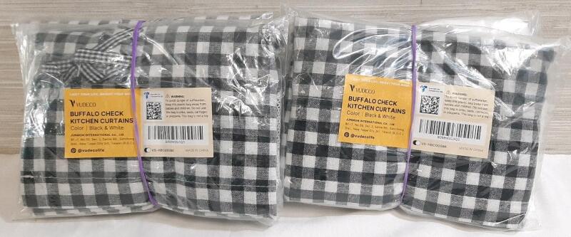 4 New Packs of Buffalo Check Kitchen Curtains
