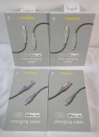 Four (4) New Heyday Lightning to USB-A Charging Cables for iPhone & iPad Devices . Two 6ft Cables & Two 4ft. Cables .