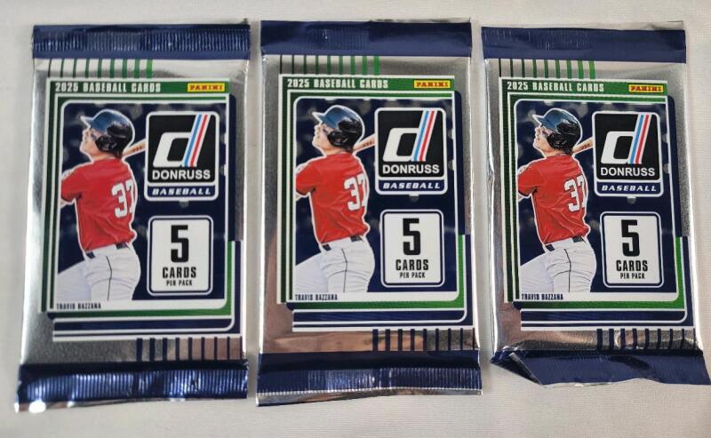 2025 Panini Donruss MLB Baseball Sealed Trading Card Wax Packs , Three (3) Sealed Wax Packs