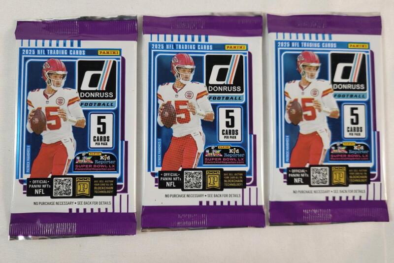 2025 Panini Donruss NFL Football Sealed Trading Card Wax Packs , Three (3) Sealed Wax Packs