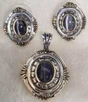 Beautiful Vintage Pendant & Earring Set Stamped Roman - Non-Magnetic