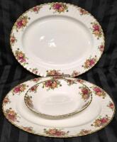 3 Vintage Royal Albert Old Country Roses Platters & Open Vegetable Bowl