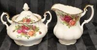 Vintage Royal Albert Old Country Roses Creamer & Sugar