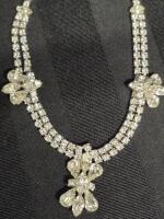 Stunning Vintage Continental Rhinestone Necklace 14" Long