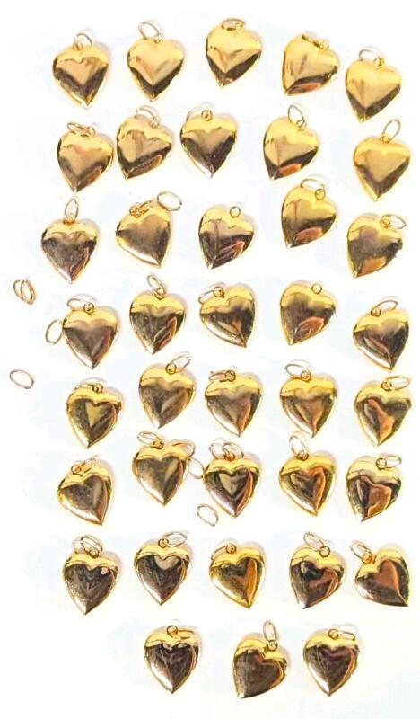 38 Vintage Heart-Shaped Lockets, 0.75" Long Each